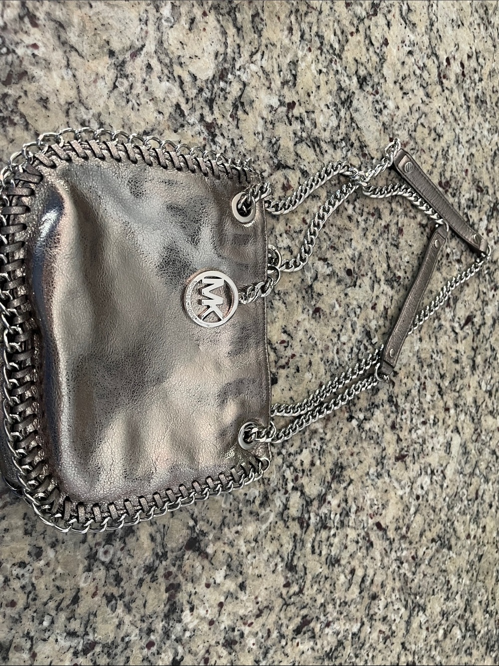 Michael Kors Metallic Pewter Chain Shoulder Bag
